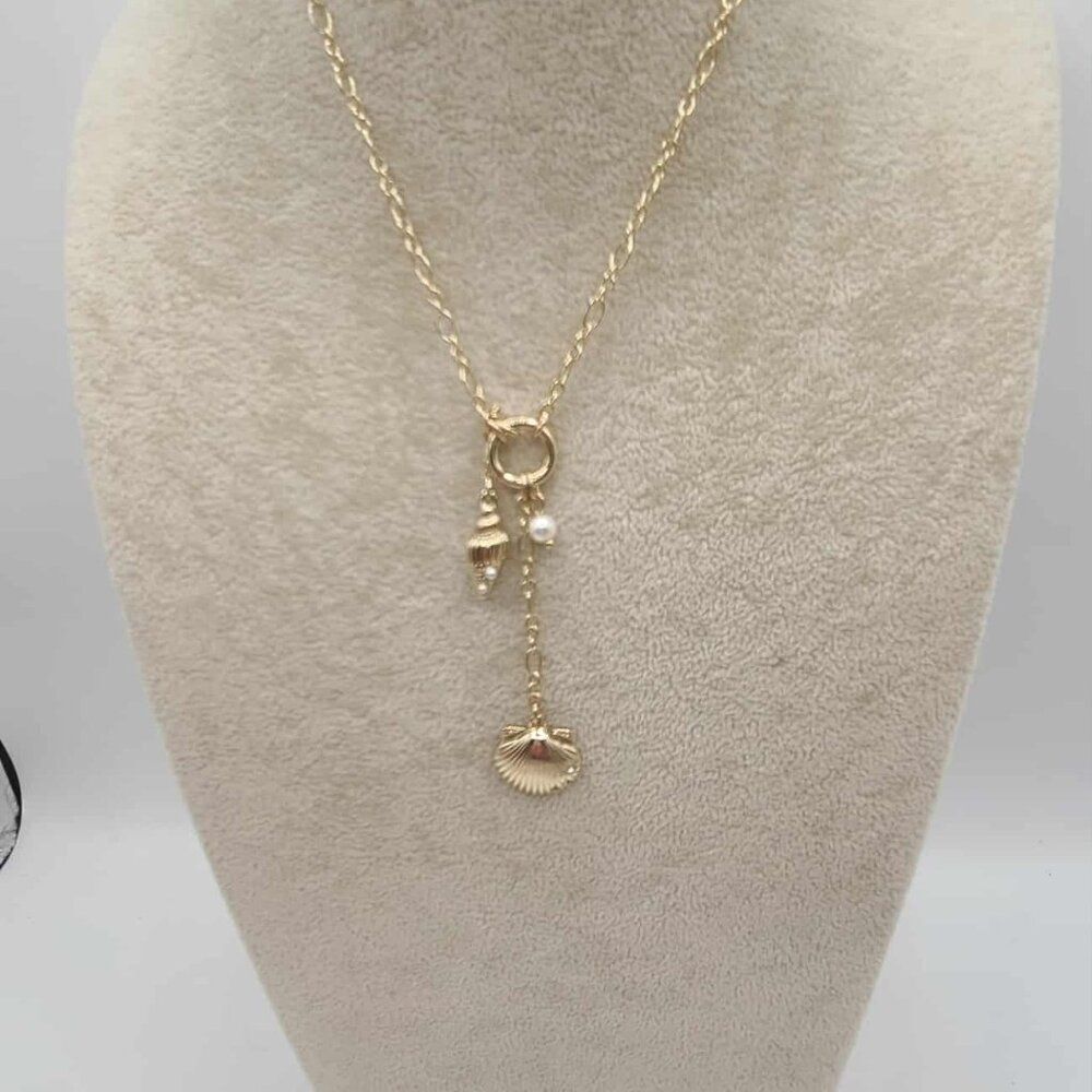J Crew Gold Factory Tone Shell Necklace NWT!  NEW! - Picture 6 of 12